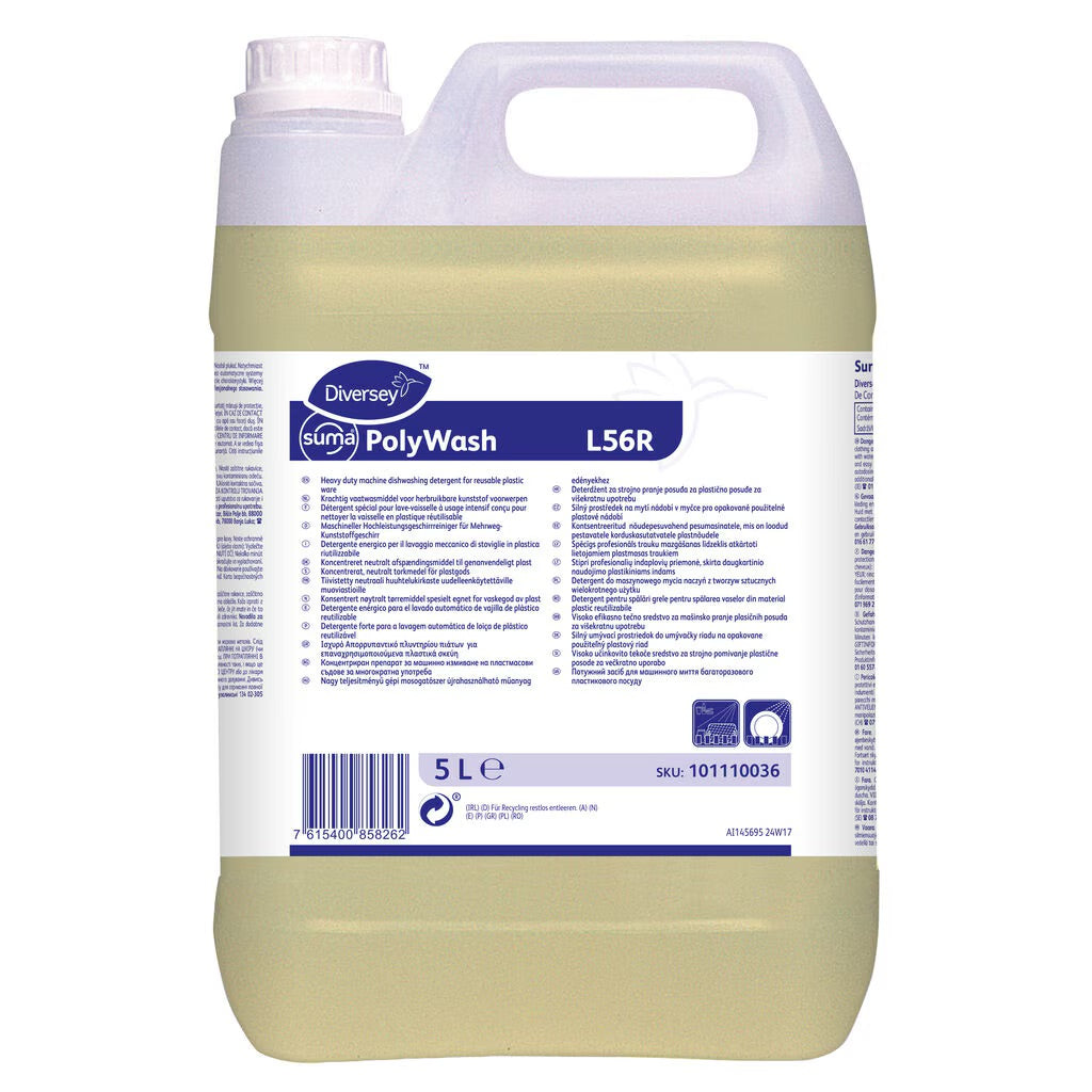 Suma Polywash L56R Detergent for reusable plasticware, 5l